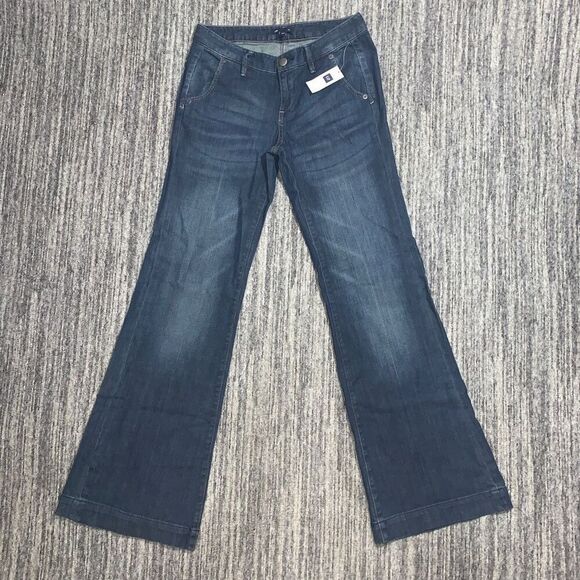 Gap Womens Size 2 Flare Leg Denim Jeans Blue Dark Wash Pockets Stretch NWT‎ - Picture 1 of 8